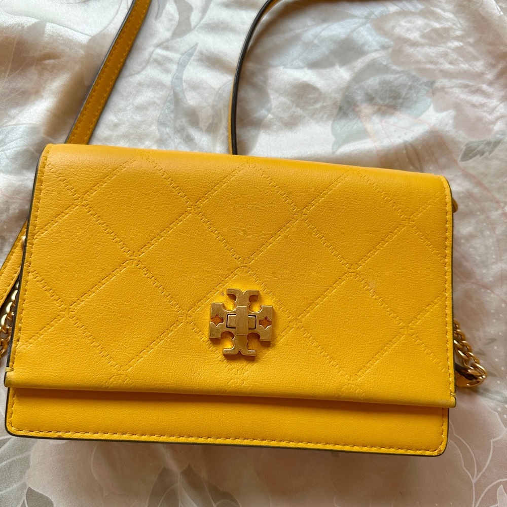 Tory Burch Yellow Quilted Leather Crossbody